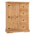Corona Pine Single 4 Drawer Wardrobe Brown