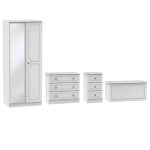 Pembroke White 4 Piece Mirrored Bedroom Furniture Set White