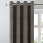 Boucle Charcoal Blackout Eyelet Curtains Charcoal (Grey)