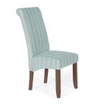 Kingston Striped Pair of Fabric Dining Chairs Duck Egg