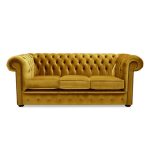 Belvedere Chesterfield 3 Seater Velvet Sofa Gold