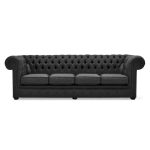 Belvedere Chesterfield 4 Seater Linen Sofa Grey