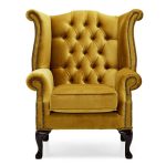 Belvedere Chesterfield Velvet Queen Anne Armchair Gold