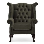 Belvedere Chesterfield Velvet Queen Anne Armchair Grey