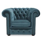 Belvedere Chesterfield Velvet Club Chair Peacock (Blue)