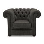 Belvedere Chesterfield Wool Club Chair Charcoal