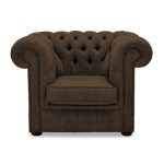 Belvedere Chesterfield Wool Club Chair Chocolate (Brown)