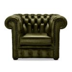 Belvedere Chestefield Antique Leather Club Chair Olive