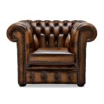 Belvedere Chestefield Antique Leather Club Chair Tan
