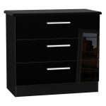 Knightsbridge 3 Drawer Chest Black