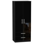 Knightsbridge 2 Drawer 2 Door Wardrobe Black