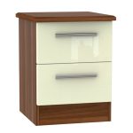 Knightsbridge 2 Drawer Bedside Cabinet Cream/Brown
