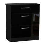 Knightsbridge 3 Drawer Deep Chest Black