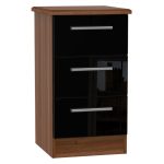Knightsbridge 3 Drawer Bedside Cabinet Natural/Black