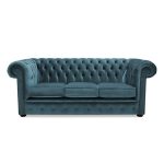 Belvedere Chesterfield 3 Seater Velvet Sofa Blue