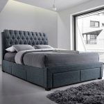 Artisan Button Back Fabric Bed Grey