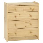 Natural Pine 5 Drawer Chest Brown