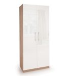 Kew High Gloss Double Wardrobe White/Natural