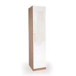 Kew High Gloss Single Wardrobe White/Natural