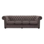 Belvedere Chesterfield 4 Seater Wool Sofa Grey