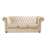 Belvedere Chesterfield 3 Seater Crushed Velvet Sofa Cream