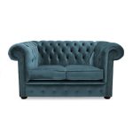 Belvedere Chesterfield 2 Seater Velvet Sofa Peacock (Blue)