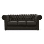 Belvedere Chesterfield 3 Seater Linen Sofa Charcoal