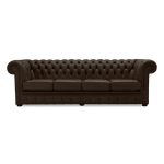 Belvedere Chesterfield 4 Seater Leather Sofa Brown
