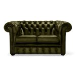 Belvedere Chesterfield 2 Seater Antique Leather Sofa Olive