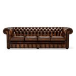 Belvedere Chesterfield 4 Seater Antique Leather Sofa Tan