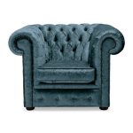 Belvedere Chesterfield Crushed Velvet Club Chair Denim