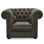Belvedere Chesterfield Linen Club Chair Slate