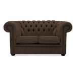 Belvedere Chesterfield 2 Seater Wool Sofa Chocolate (Brown)