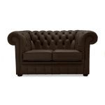 Belvedere Chesterfield 2 Seater Leather Sofa Brown