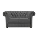 Belvedere Chesterfield 2 Seater Leather Sofa Steel