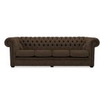 Belvedere Chesterfield 4 Seater Wool Sofa Chocolate (Brown)