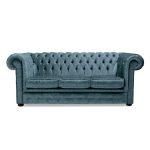 Belvedere Chesterfield 3 Seater Crushed Velvet Sofa Denim