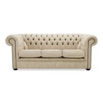 Belvedere Chesterfield 3 Seater Wool Sofa Oatmeal