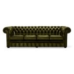 Belvedere Chesterfield 4 Seater Antique Leather Sofa Olive