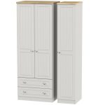 Vienna Tall Triple 2 Drawer Wardrobe Grey