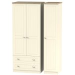 Vienna Triple 2 Drawer Wardrobe Cream