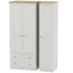 Vienna Triple 2 Drawer Wardrobe Grey
