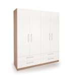 Hyde 4 Door 4 Drawer Wardrobe White/Natural