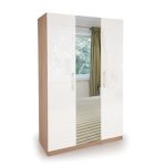 Kew High Gloss Triple Wardrobe White/Natural