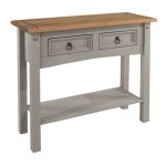 Corona Grey 2 Drawer Hall Table with Shelf Grey