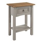 Corona Grey 1 Drawer Hall Table with Shelf Grey