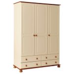 Odense Cream and Pine 3 Door 4 Drawer Wardrobe Cream