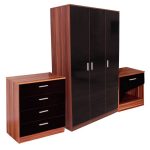 Ottawa Black and Walnut Triple Wardrobe Furniture Set Natural/Black