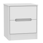 Monaco White 2 Drawer Bedside Cabinet White