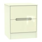 Monaco Cream Gloss 2 Drawer Bedside Cabinet Cream